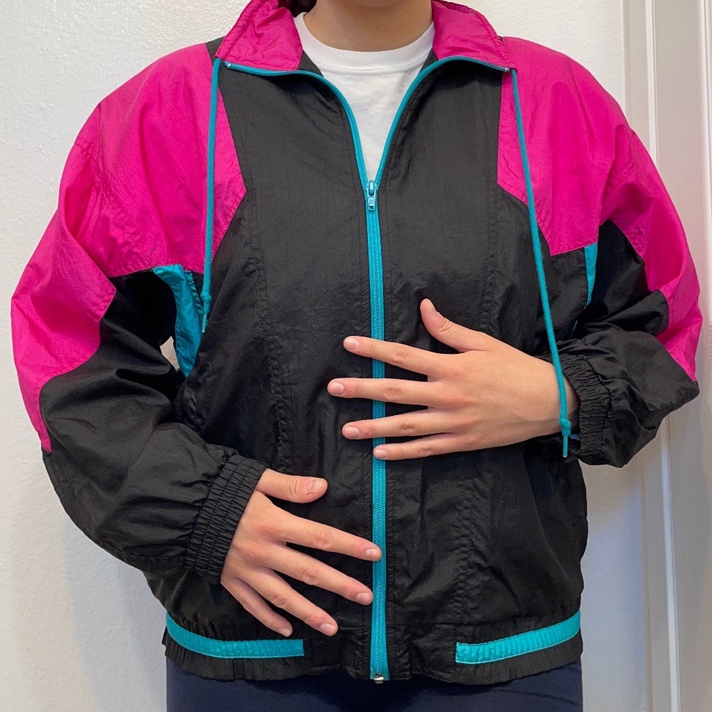 vintage colorblock windbreaker
